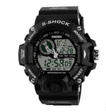 Men Sports Watches 2 Time Zone Digital Quartz Watch Dive 50M Waterproof LED Electronic Multifunctional Military Wristwatch