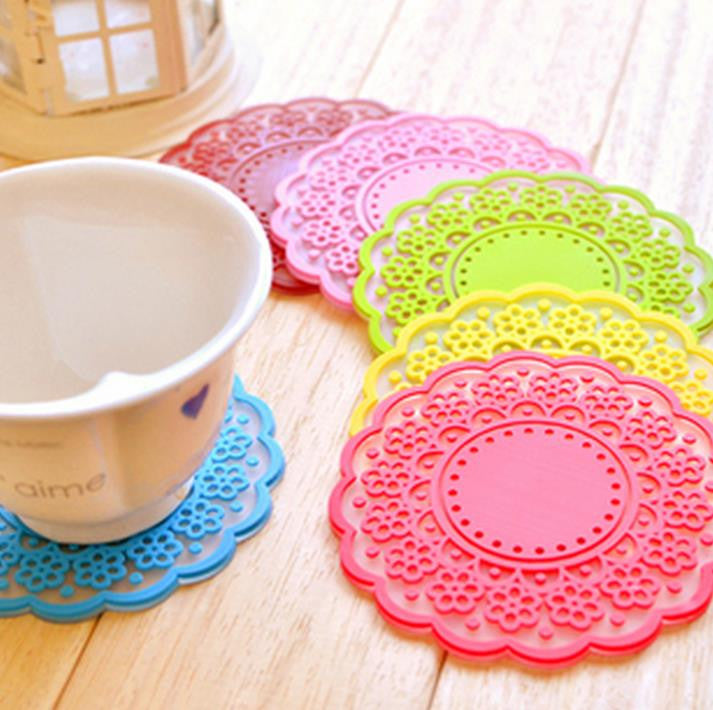 High quality Translucent openwork lace coasters Nice Insulation coasters cute Cup mat