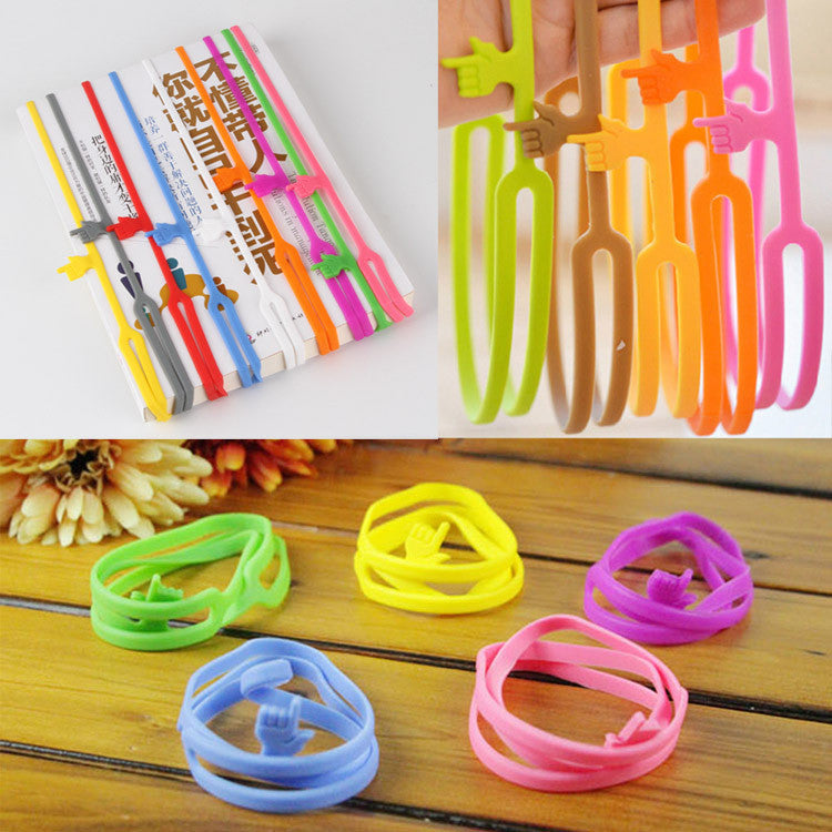 10pcs/set Cute Silicone Finger Pointing Bookmark Book Mark Office Supply Funny Gift