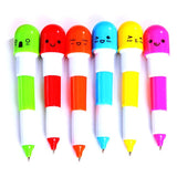 6PCS Cute Smiling Face Pill Ball Point Pen Pencils Telescopic Vitamin Capsule Ballpen for School Use