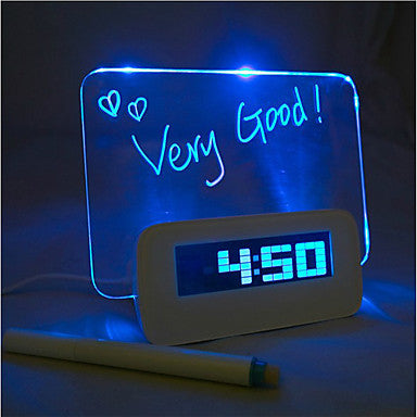Blue Light Timer Digital Message Board Clock Alarm Temperature Calendar