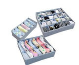 Three Pieces a Set Foldable Box Bamboo Charcoal Fibre Storage Box for bra underwear necktie socks