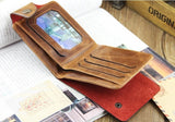 Men's Vintage Wallet Bifold Brown Genuine Leather Top Purse Wallet For Men