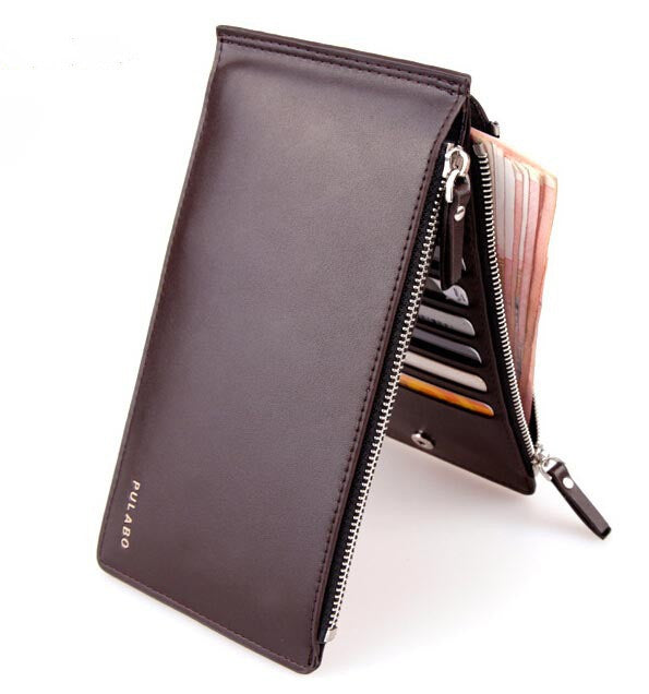 Hot sell luxury ultra-large capacity double zippers men wallets,ultra-thin leather wallets for men,fashion mens money clip