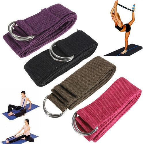 Yoga Stretching Stretch Strap D-Ring Pilates Belt Figure Waist Leg Fitness Exercise Gym
