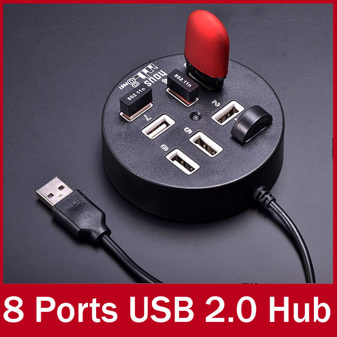 Circular 8 Ports USB Hub, 55cm Cable Length High Speed USB 2.0 Splitter Adapter Computer Accessories for PC Laptop Notebook