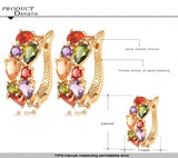 New Flower Earrings18K Rose Gold /Gold Plt Inlay Multicolor Cubic Zircon Stud Earrings For Women