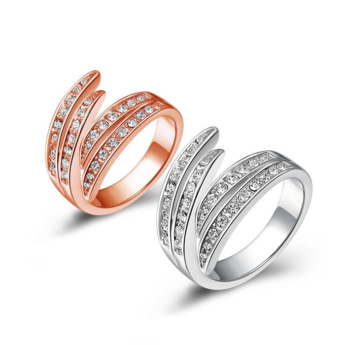 Christmas Gift rose gold/platinum plated ring,Austrian Crystals Ring Nickle