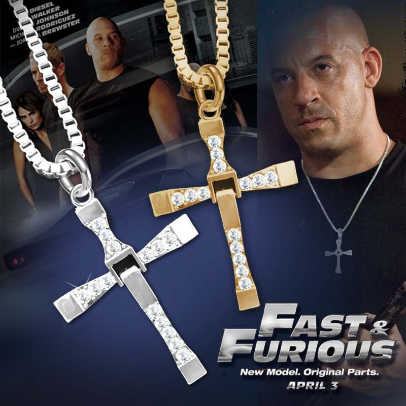 Male Necklaces & Pendants Fashion Movie jewelry The Fast and The Furious Toretto Men Classic Colar CROSS Pendant Necklace