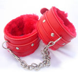 1Pair Comfy Sexy Toy Plush Handcuffs PU Leather Handcuffs Bondage Toys Adult Sex Products Sex Flirt Toy Tools