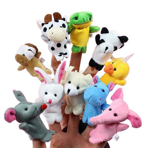 Cartoon Biological Animal Finger Puppet Plush Toys Child Baby Favor Dolls-10pcs/set