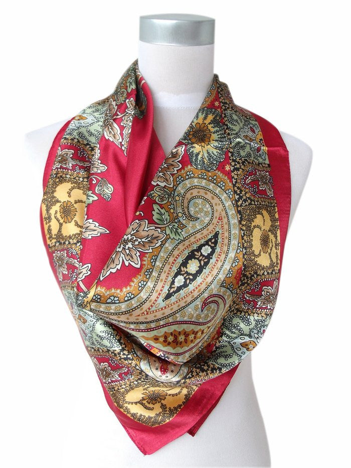 Hot Sale Satin Square Silk Scarf Printed For Ladies,New Arrival Women Brand Polyester Scarves