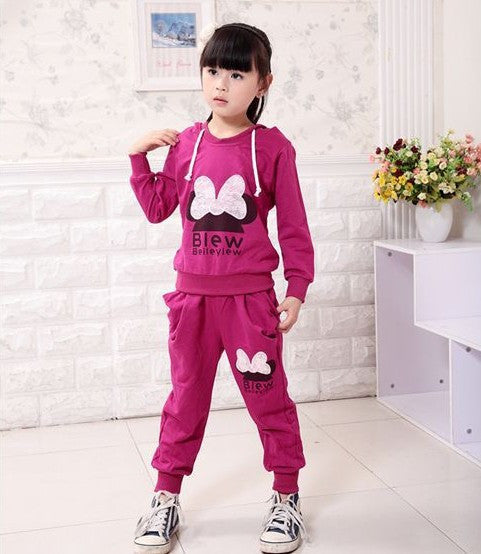 Children 2 pcs suit Cartoon girl clothing set hoodie+pants autumn baby set