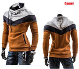 Autumn&Winter Men's Slim Mixed Colors Thicker Fleece Hooded Pullover Sweatshirt Men Coat,Men Casual Jacket