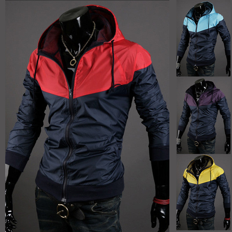New style fashion mens hooded coats casual active Jacket Color matching men windbreak jackets