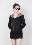 New Women's Long Sleeve Leopard Jacket Coat Warm Sweater Outerwear Casual Zipper Hoodie Sweatshirt