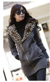 New Women's Long Sleeve Leopard Jacket Coat Warm Sweater Outerwear Casual Zipper Hoodie Sweatshirt