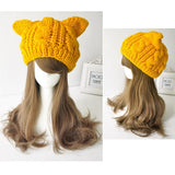ashion Lady Girls Winter Warm Knitting Wool Cat Ear Beanie Ski Hat Cap 