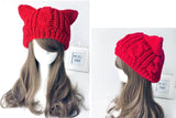 ashion Lady Girls Winter Warm Knitting Wool Cat Ear Beanie Ski Hat Cap 