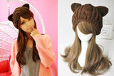 Cat ears cute hats for women brand knitting warm korean fashion hot selling lovely beanies winter knitted cap