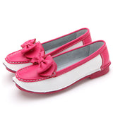 Women genuine leather shoes woman flat causal genuine leather loafer womens flats flexible boat shoes