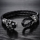 NEW Fashion jewelry Skull Stainless Steel Black Japan Kito Genuine leather Personality Men Bracelet male Bangles