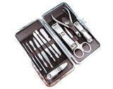 Fashion Case +1 set 12pcs Nail Manicure Set Tools Clipper Kit Nail Care Set Pedicure Scissor Tweezer Knife Ear pick