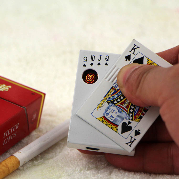 New arrival playing cards KING design electronic USB cigarette lighter flameless rechargeable lighter gadget