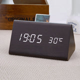 Decorative table clocks Control Sensing Alarm Temp dual Display Electronic LED Clock Vintage Wooden Digital Alarm Clock