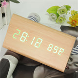 New Wood Wooden Digital LED Alarm Clock Triangular Table Desk Clock Led Display