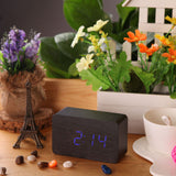 USB DC6V Relogio De Mesa Wood LED Digital Alarm Wooden Clock with Temperature Display Voice Sound Activated Wood Despertador