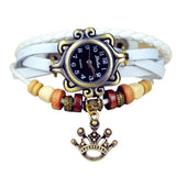 New Quartz Stylish Weave Wrap Around Leather Bracelet Lady Wrist Watch