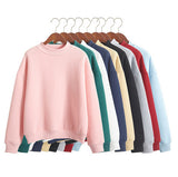 Hot Sale Korean New Latest Hoodies O-neck Sports Sweatshirt Autumn Fashion Women Pure Candy Color Casual Sweatshirt