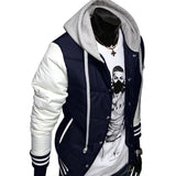 New Fashion Men's Leisure Hooded Spell Color Baseball Style Coat Winter Active Casual Parka Cotton Jacket