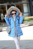 Winter jacket women The new winter women's fur collar pocket long section down jacket coat solid color coat