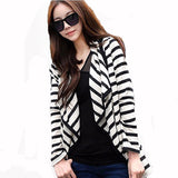 New Fashion Women Ladies Long Sleeve Striped Peplum Spring Autumn Casual Cardigan Tops Blouse Jacket Outerwear