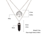 New Fashion Alloy Silver-plated Double Chain necklace jewelry Round Tree Punk black gem necklace pendants statement