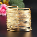 Fashion Punky Style Hollow Cuff Retro Braid Big Gold Bangles For Women Charm vintage Multilayer Wide Bracelet 