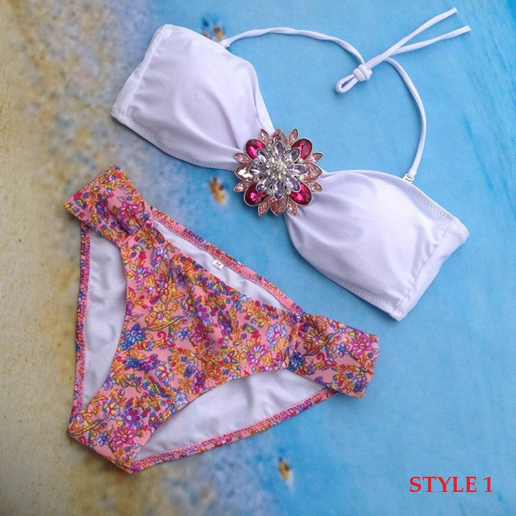 Summer Style Women Swimsuit New Arrive Sexy Rhinestone Bikini Set Crystal Push Up Swimwear Bikini Bathing Suit