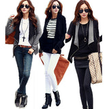 New Fashion Women Autumn Korean Style Slim Turn Down Lapel Collar Side Zipper Coat Jacket