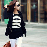 New Fashion Women Autumn Korean Style Slim Turn Down Lapel Collar Side Zipper Coat Jacket
