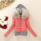 Winter Thickening With a Hood Short Design Wadded Jacket Large Fur Collar Down Jacket Cotton-Padded Fur Collar