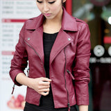 New Spring Women Leather Jacket Red Black PU Plus Size Jackets