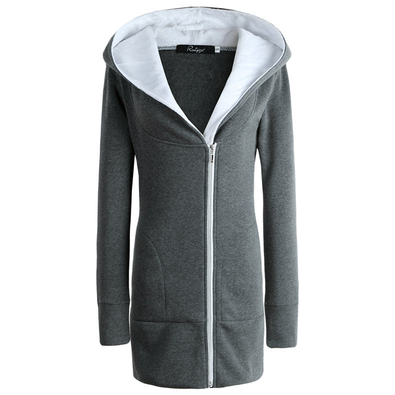 Women's Winter Slim Wool Hooded Coats Fur Collar Cotton Warm Long Coat Jacket Outwear Top