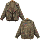 New Women's Camouflage Jackets Coat Zipper Denim Coats Army Green Outerwear
