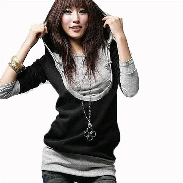 Fashion Korean Style Women Long Sleeve Hooded Casual Hoodies Sweatshirt Blouse Tops Outerwear
