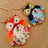 Fashion Multicolour Glaze Flower Short Design Owl Necklaces For Women The Owl Necklaces & Pendants
