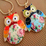 Fashion Multicolour Glaze Flower Short Design Owl Necklaces For Women The Owl Necklaces & Pendants