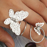 Fashion Double Alloy Rhinestone Butterfly Ring Wedding Ring 18K Gold Plated Fashion Brand CZ Diamond Jewelry