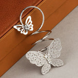 Fashion Double Alloy Rhinestone Butterfly Ring Wedding Ring 18K Gold Plated Fashion Brand CZ Diamond Jewelry